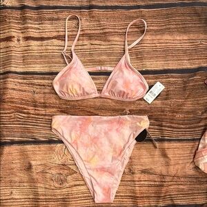 PACSUN Salero Swim Pink and Orange Tie-Dye Bikini Set. Size Medium NWT